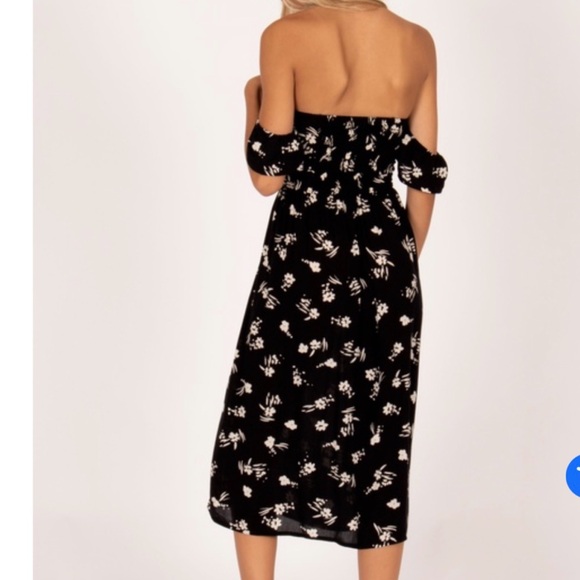 Amuse Society Black and White Floral Strapless Dress - Picture 2 of 4